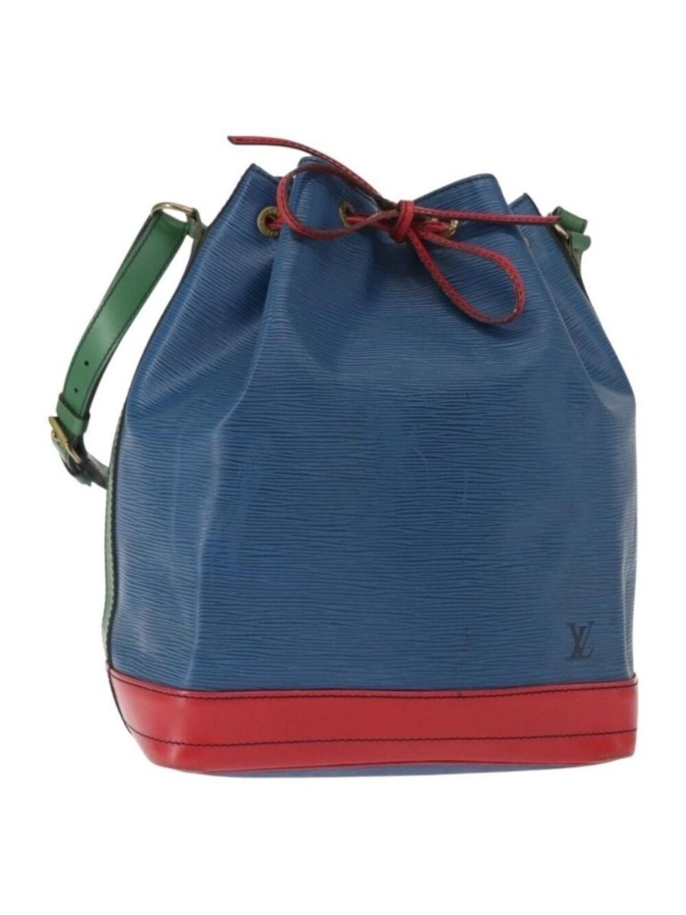 Authentic LOUIS VUITTON Epi Tricolor Noe Shoulder Bag Blue Red Green M44082 LV